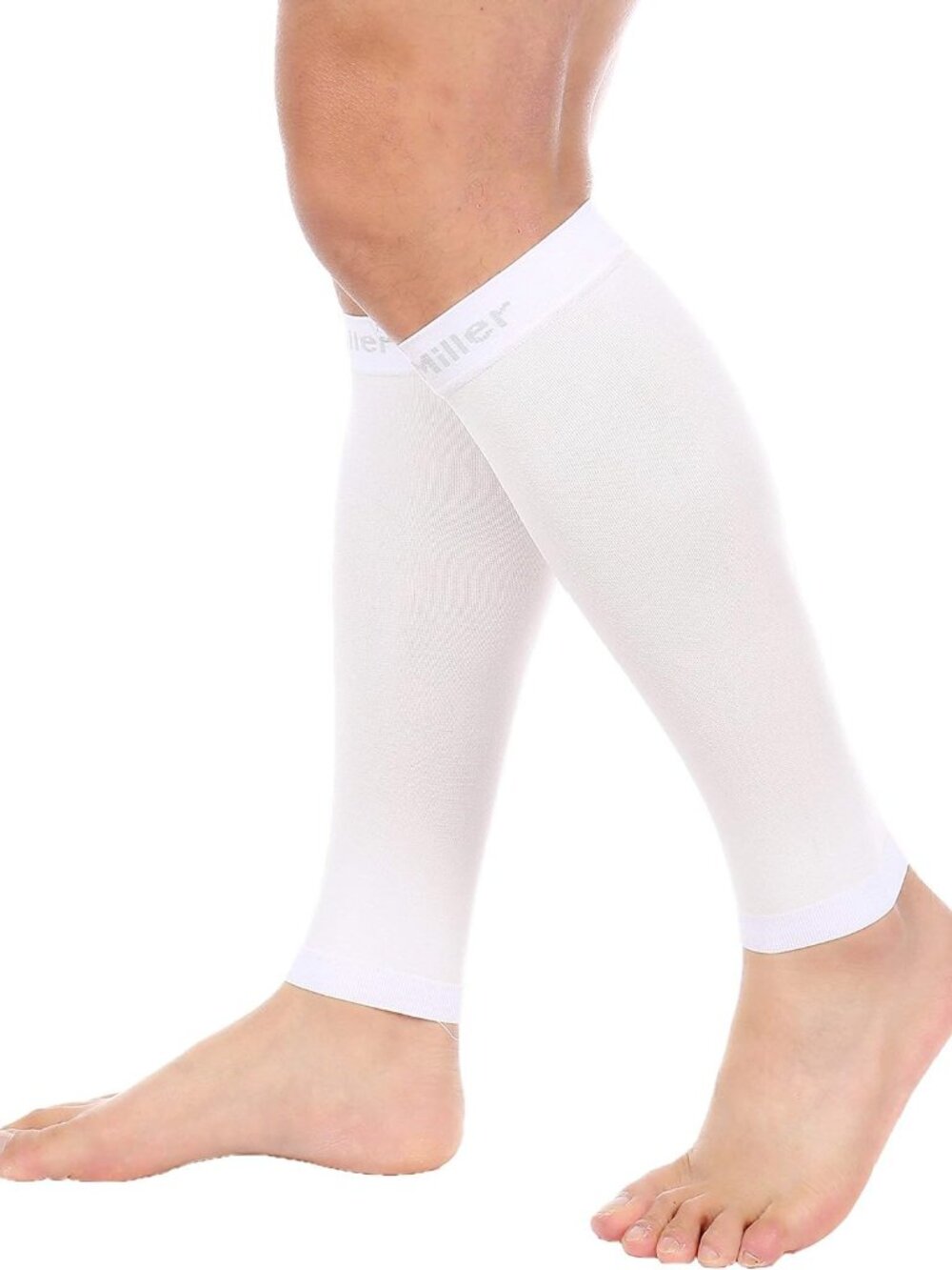 Doc Miller Compression Calf Compression Sleeve, 1 Pair, White
